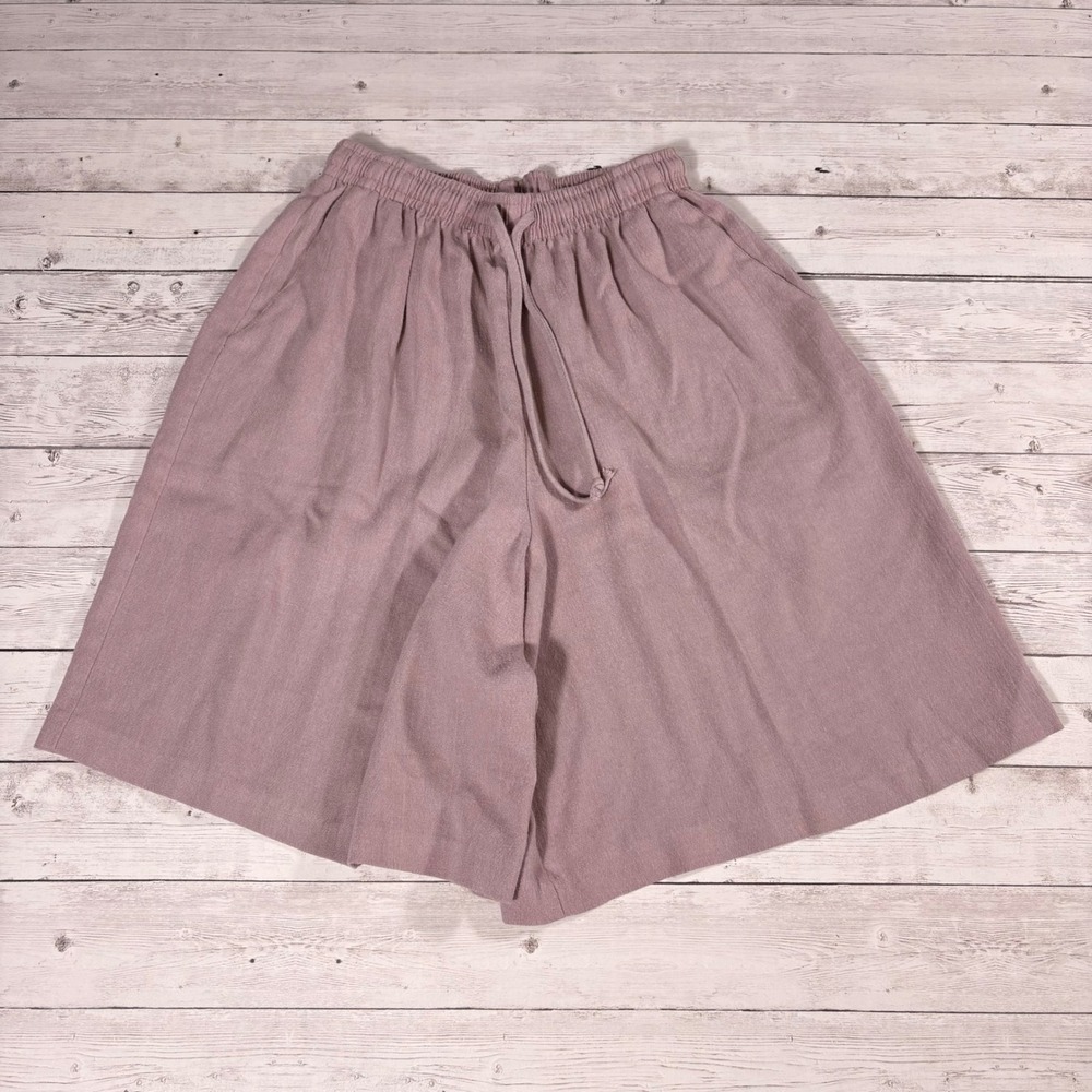 Alfred Dunner Vintage Mauve Culotte Shorts High Waist Wide Leg Pockets Size 10